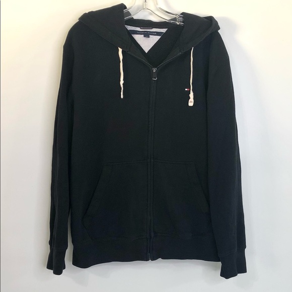 Tommy Hilfiger Other - TOMMY HILFIGER 100% COTTON ZIP UP BLACK HOODED SWEATSHIRT LG #51